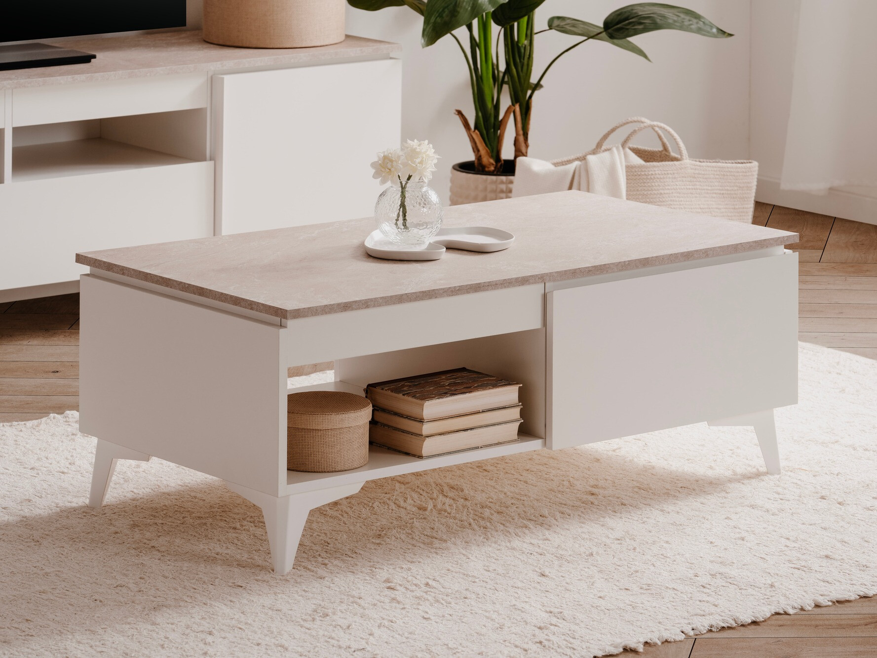 Mesa para revistas Findlay V103 (Branco + Castanho claro)