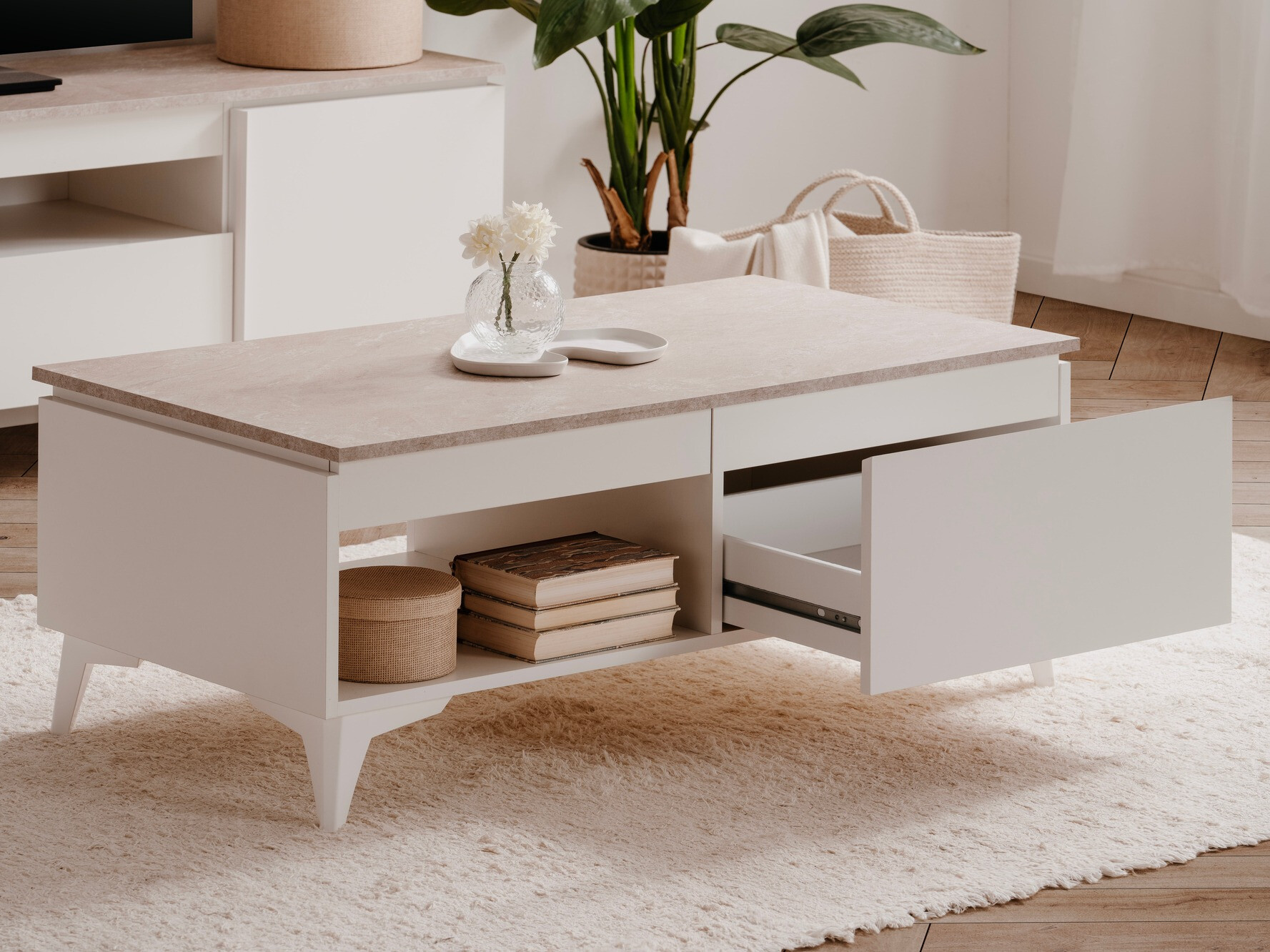 Mesa para revistas Findlay V103 (Branco + Castanho claro)