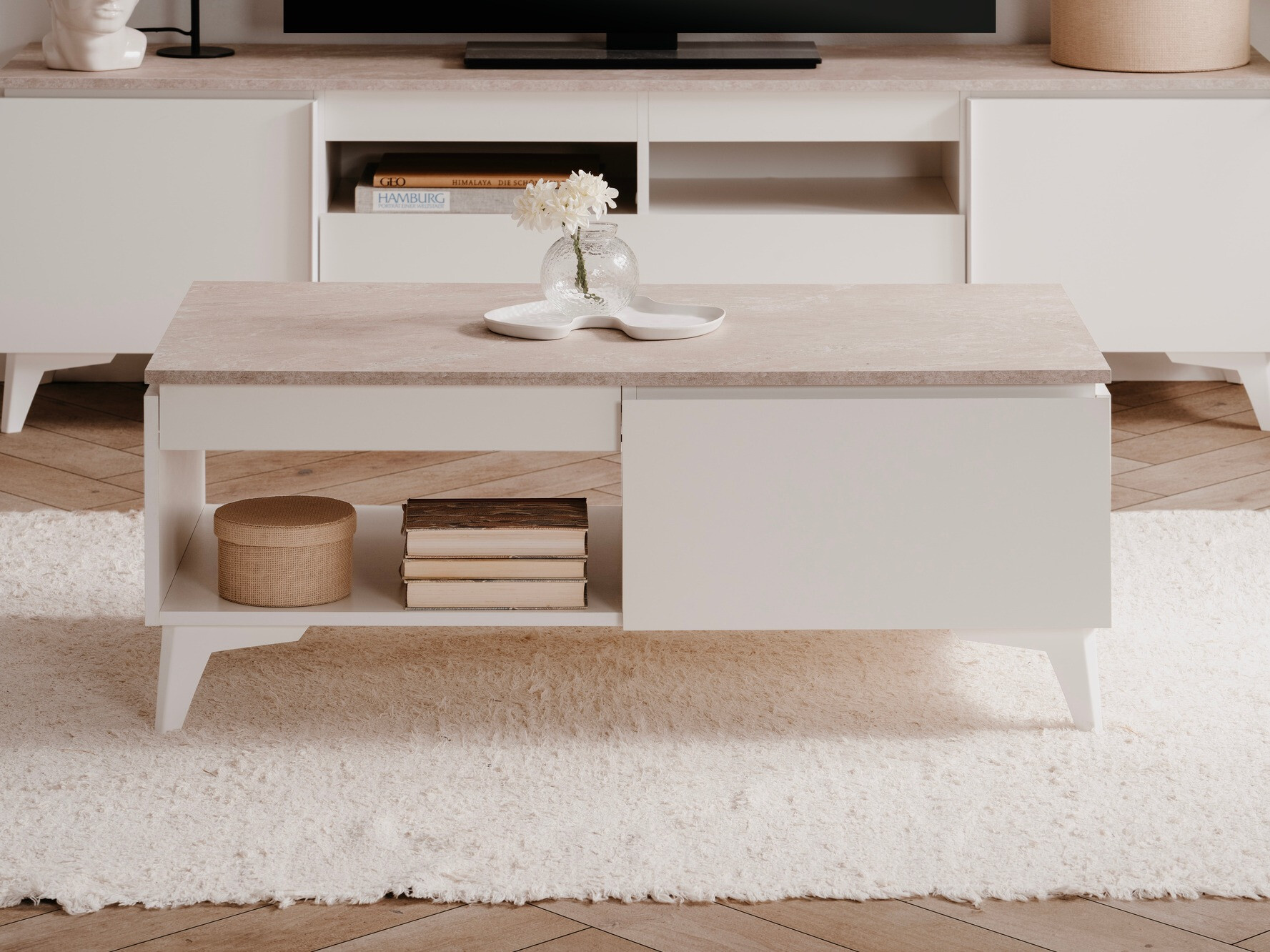 Mesa para revistas Findlay V103 (Branco + Castanho claro)