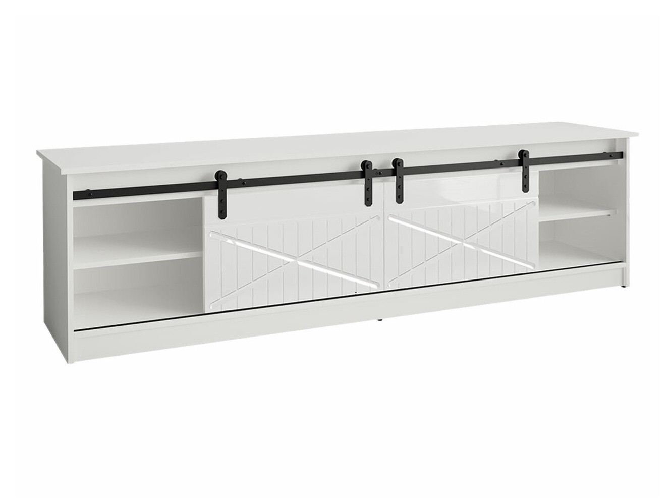 Móvel de TV Charlotte 165 (Branco + Branco brilhante)