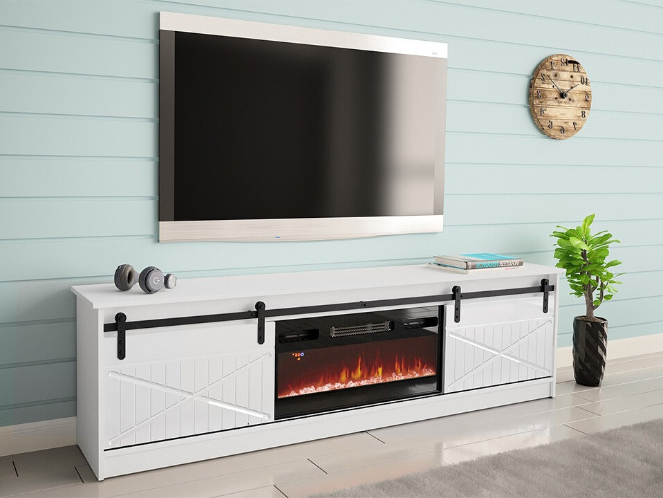 Móvel de TV Charlotte 165 (Branco + Branco brilhante)