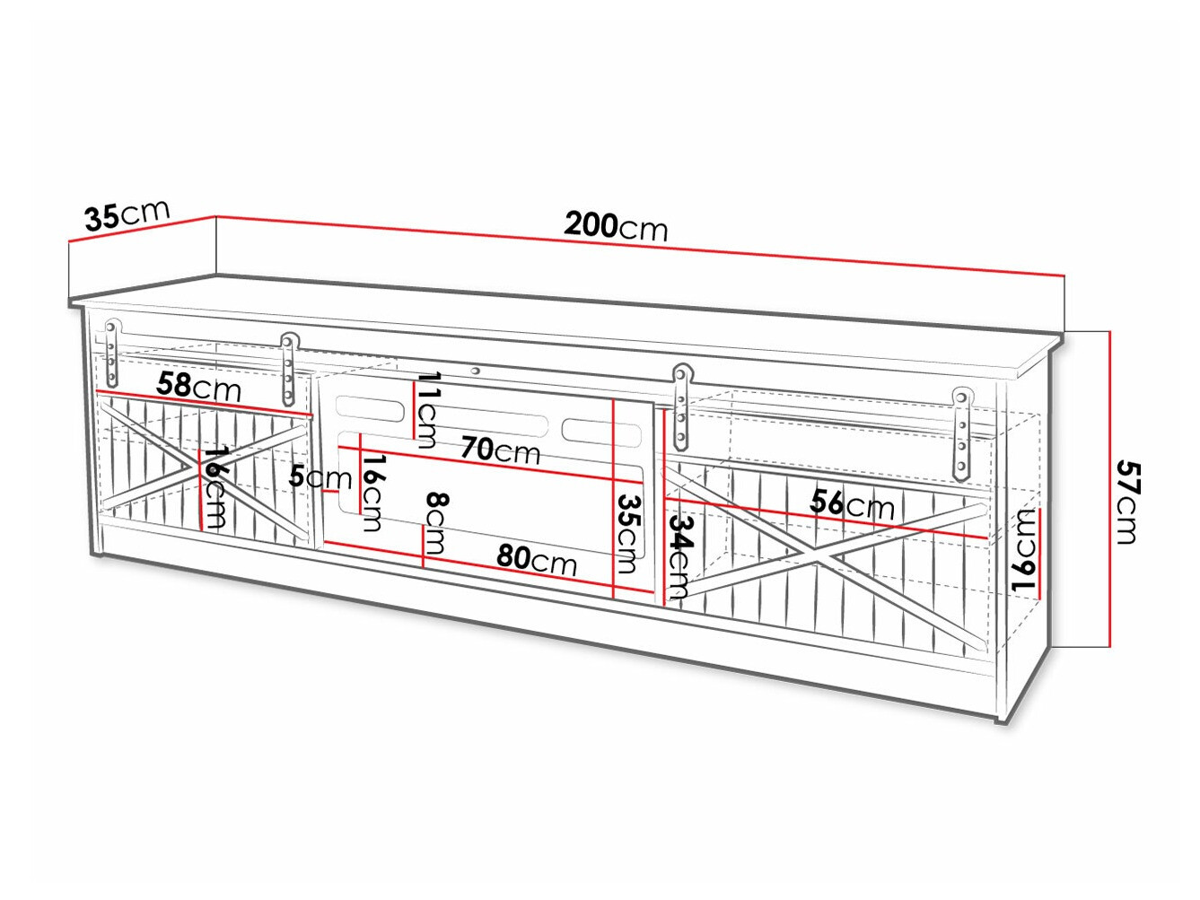 Móvel de TV Charlotte 165 (Carvalho wotan)