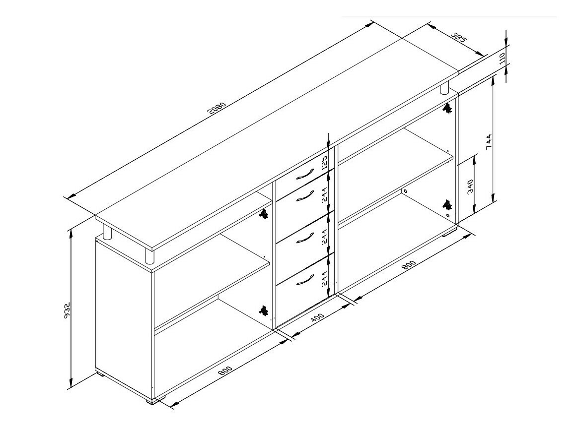 Cómoda Findlay 114 (Carvalho sonoma + Branco)