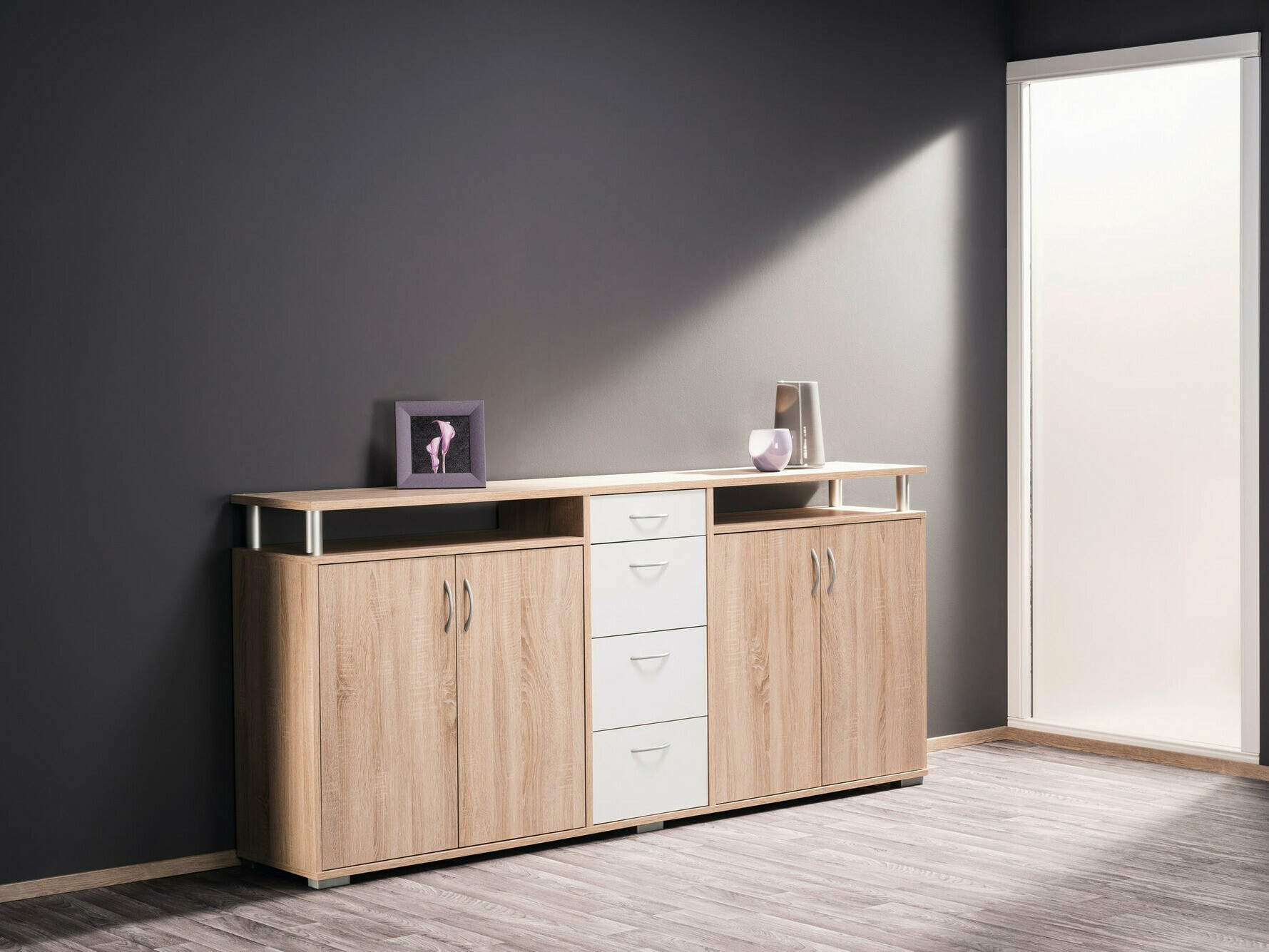 Cómoda Findlay 114 (Carvalho sonoma + Branco)