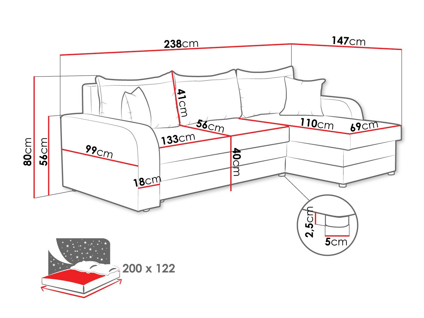 Sofá de canto Comfivo Melissa I (Poso 01)