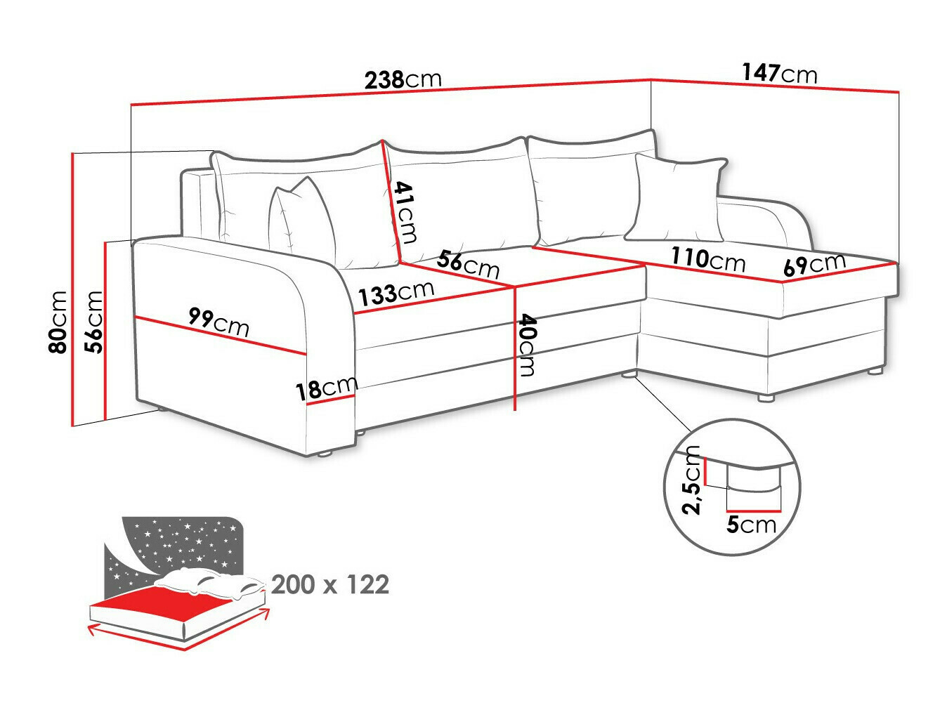 Sofá de canto Comfivo Melissa I (Poso 100)