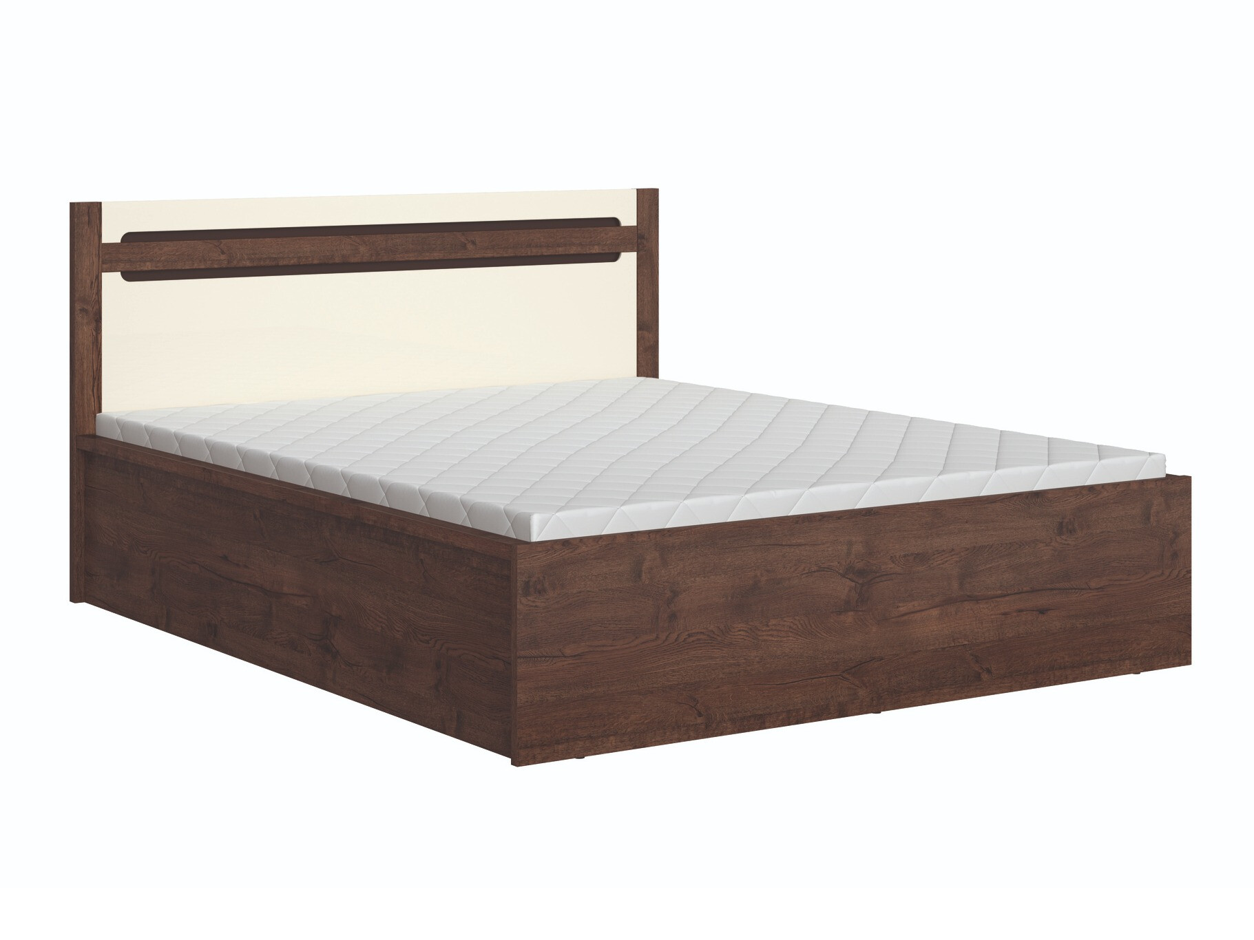 Cama Ophevaru 120 (Creme brilhante + April carvalho)