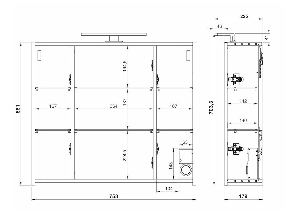Armário com espelho para casa de banho Temeli 101 (Branco)