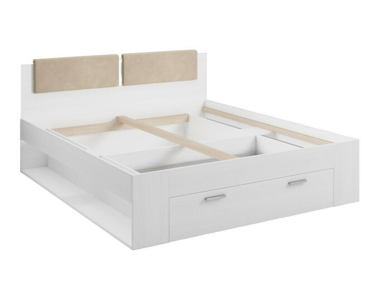 Cama Levruvu 106 (Freixo branqueado + Bege)