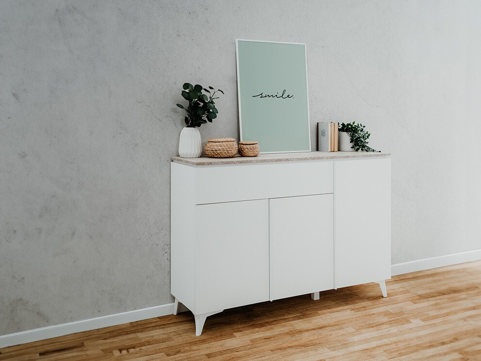 Cómoda Findlay V101 (Branco + Castanho claro)