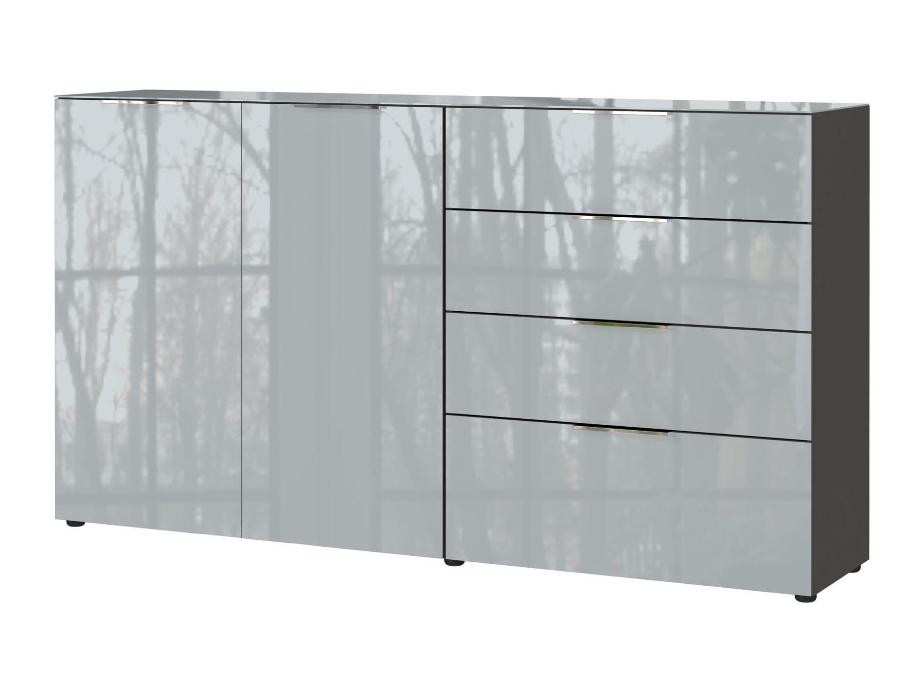 Cómoda Sacramento 302 (Grafite + Cinzento brilhante)