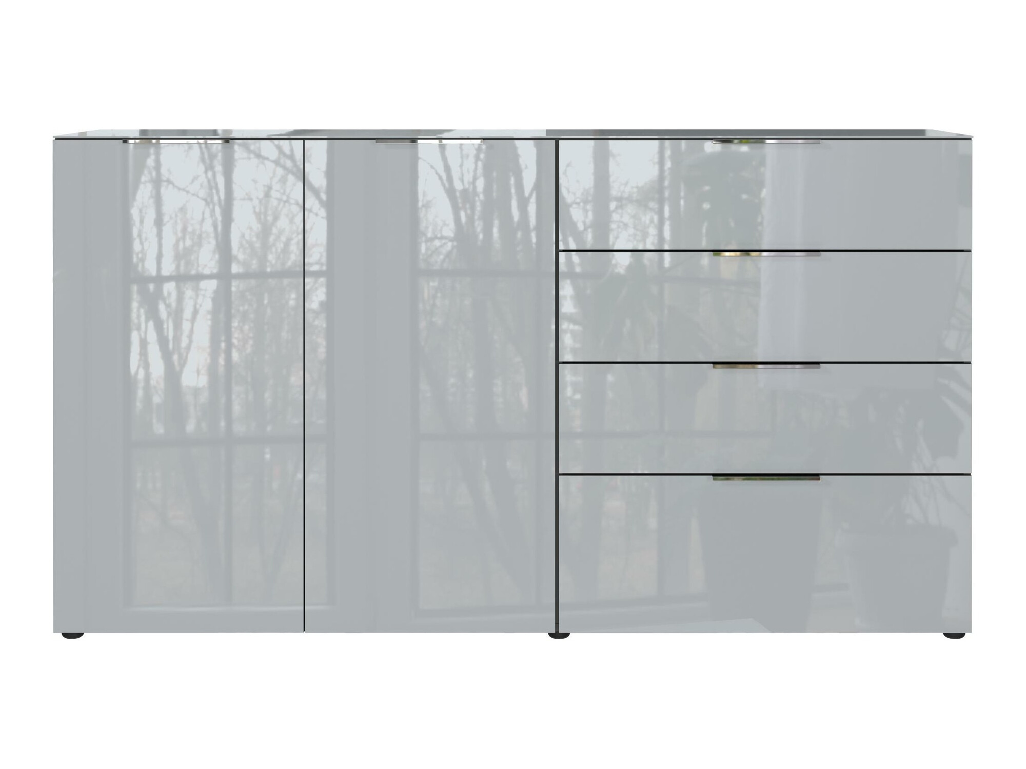 Cómoda Sacramento 302 (Grafite + Cinzento brilhante)