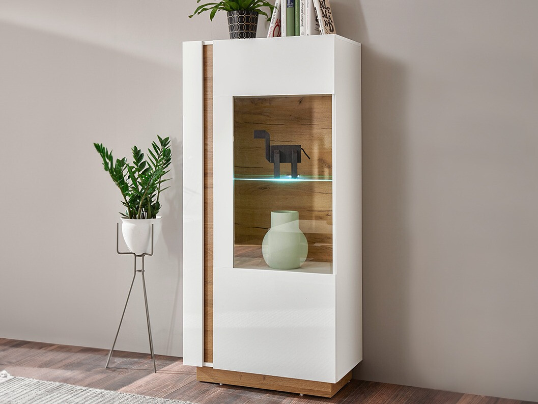 Estante Veropho 101 (Branco brilhante + Carvalho Grandson)