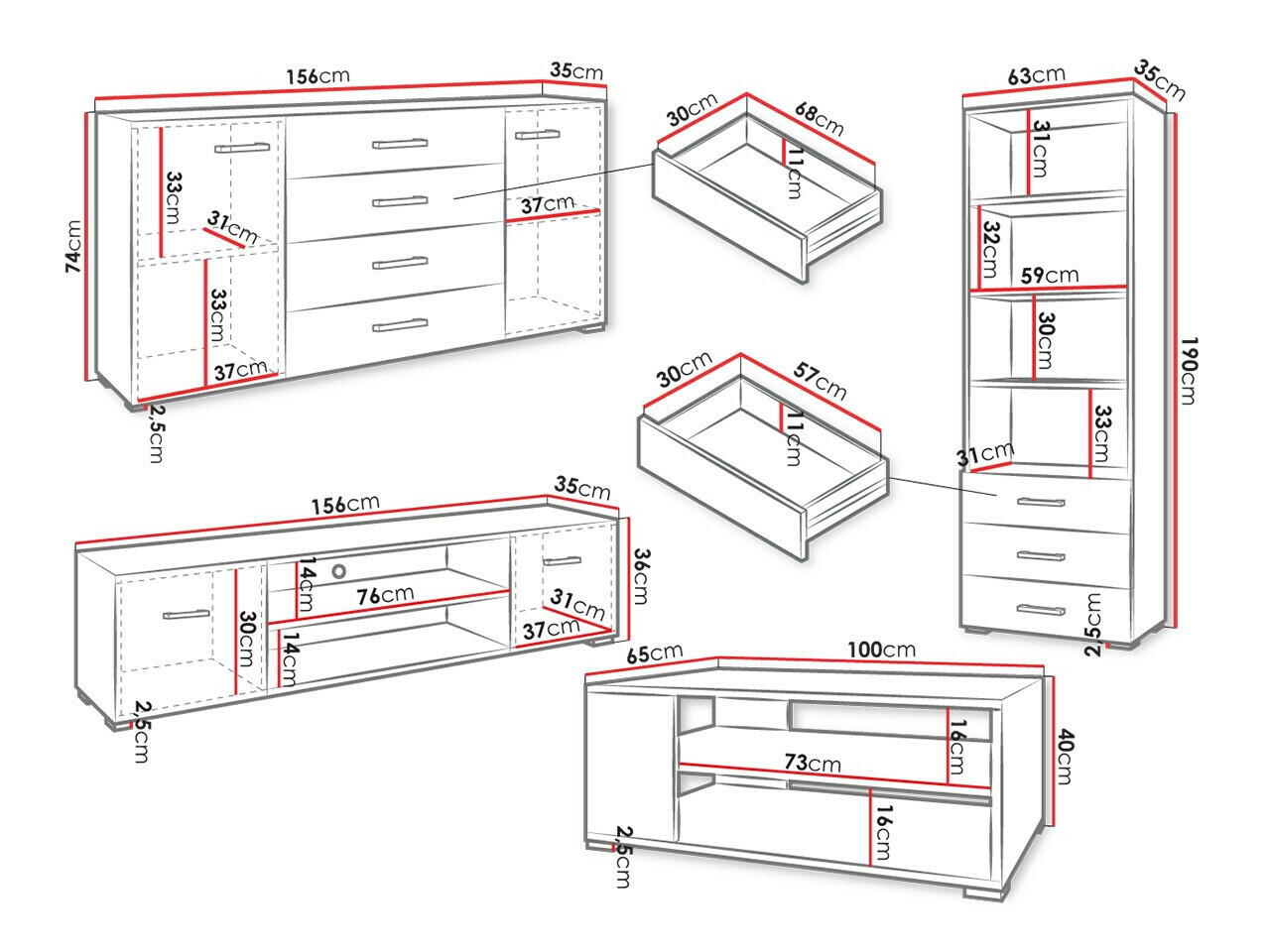 Conjunto para sala de estar Comfivo Casus I