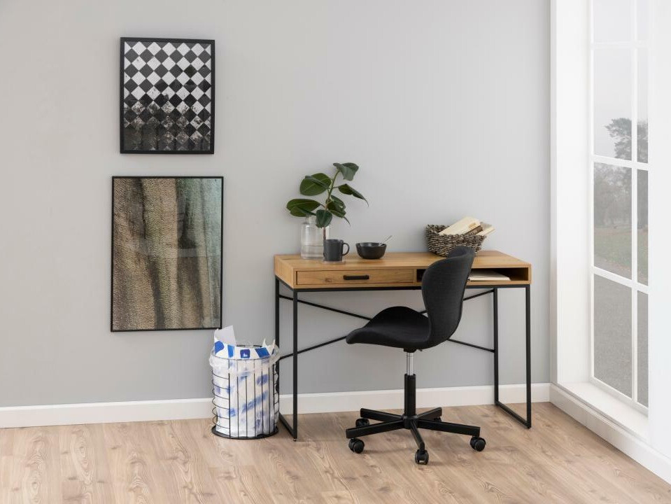 Mesa de escritório Norsica Sevferi 190 (Preto + Carvalho selvagem)