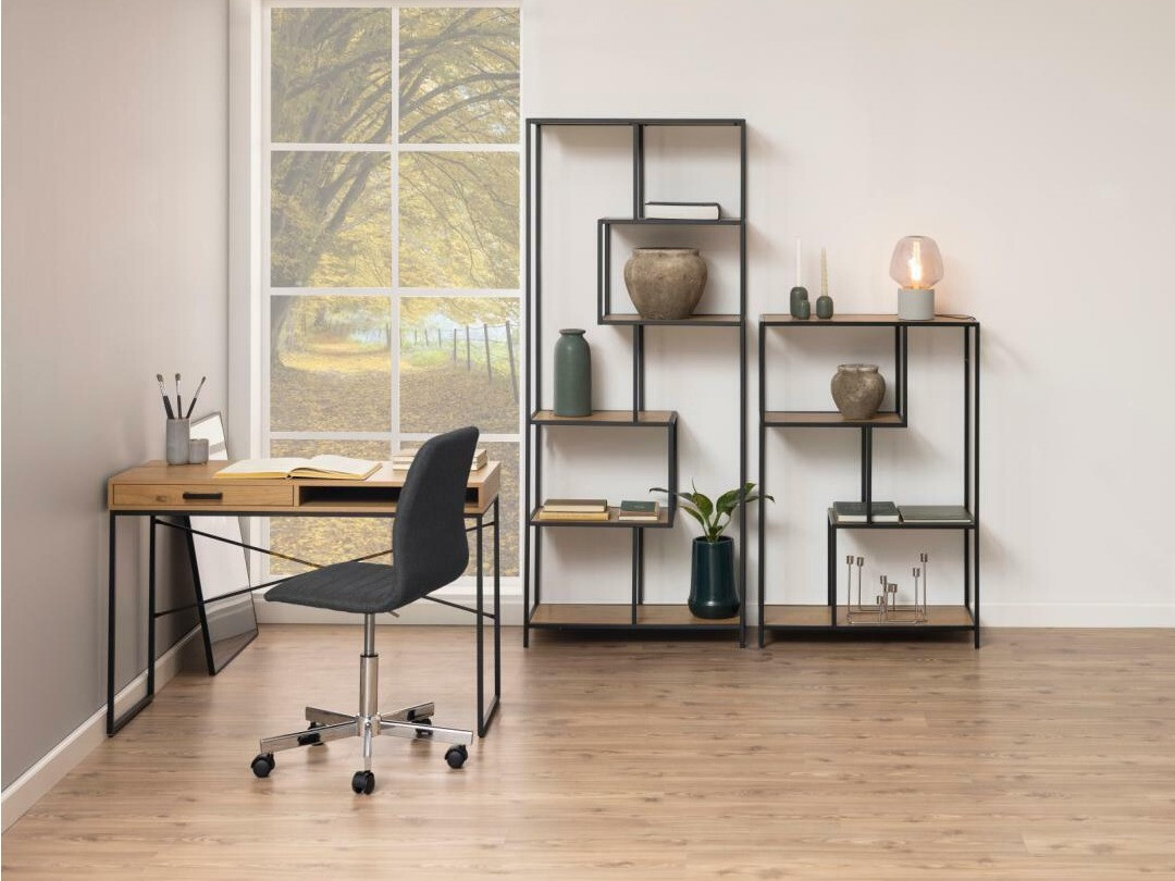 Mesa de escritório Norsica Sevferi 190 (Preto + Carvalho selvagem)