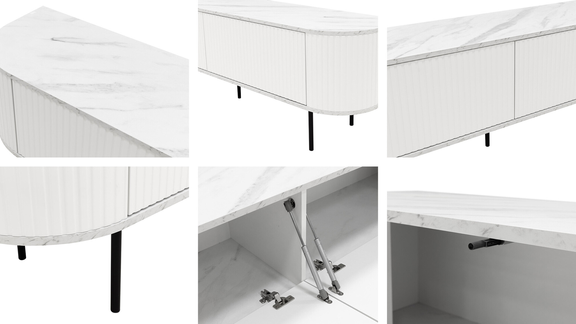 Móvel de TV Charlotte 196 (Mármore preto + Preto)