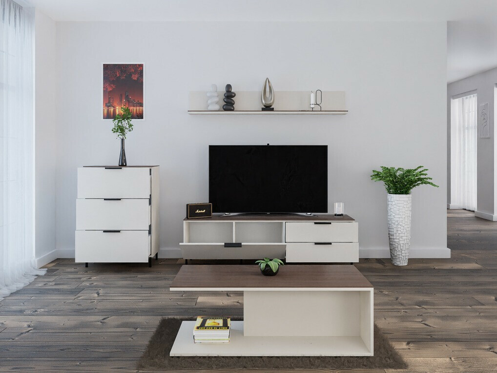 Mesa de centro Revteno 109 (Cinzento claro+ Noz)