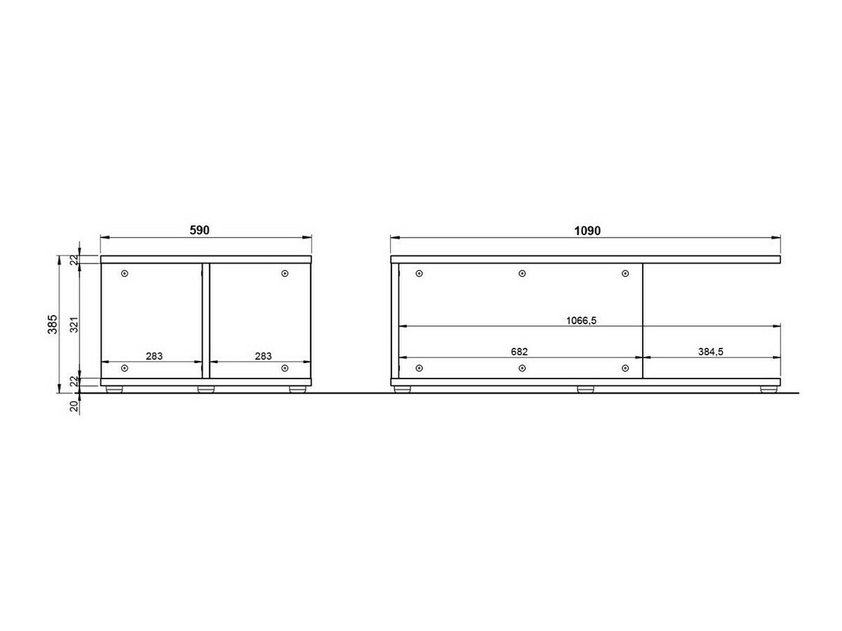 Mesa de centro Revteno 109 (Cinzento claro+ Noz)
