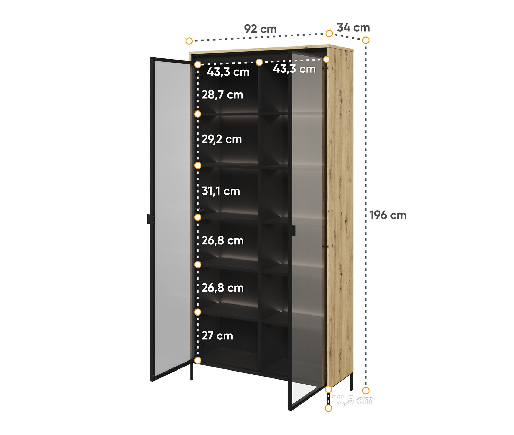 Estante Fernolu 106 (Carvalho Artisan + Preto)