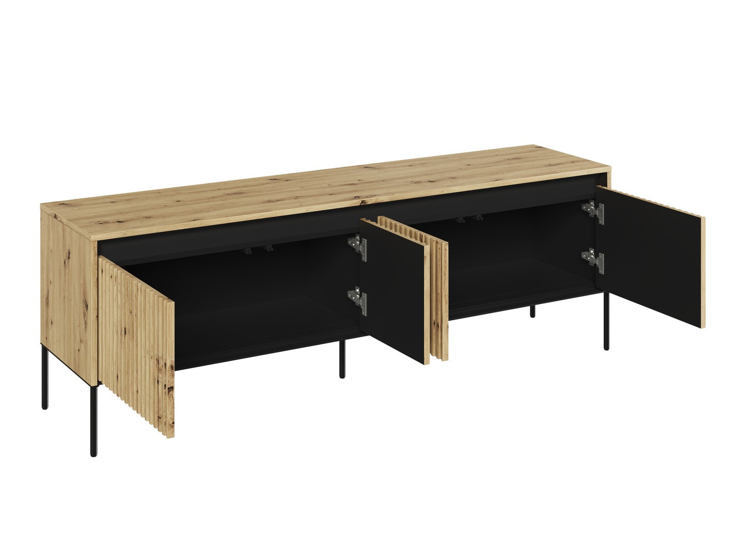 Móvel de TV Fernolu 104 (Carvalho Artisan + Preto)