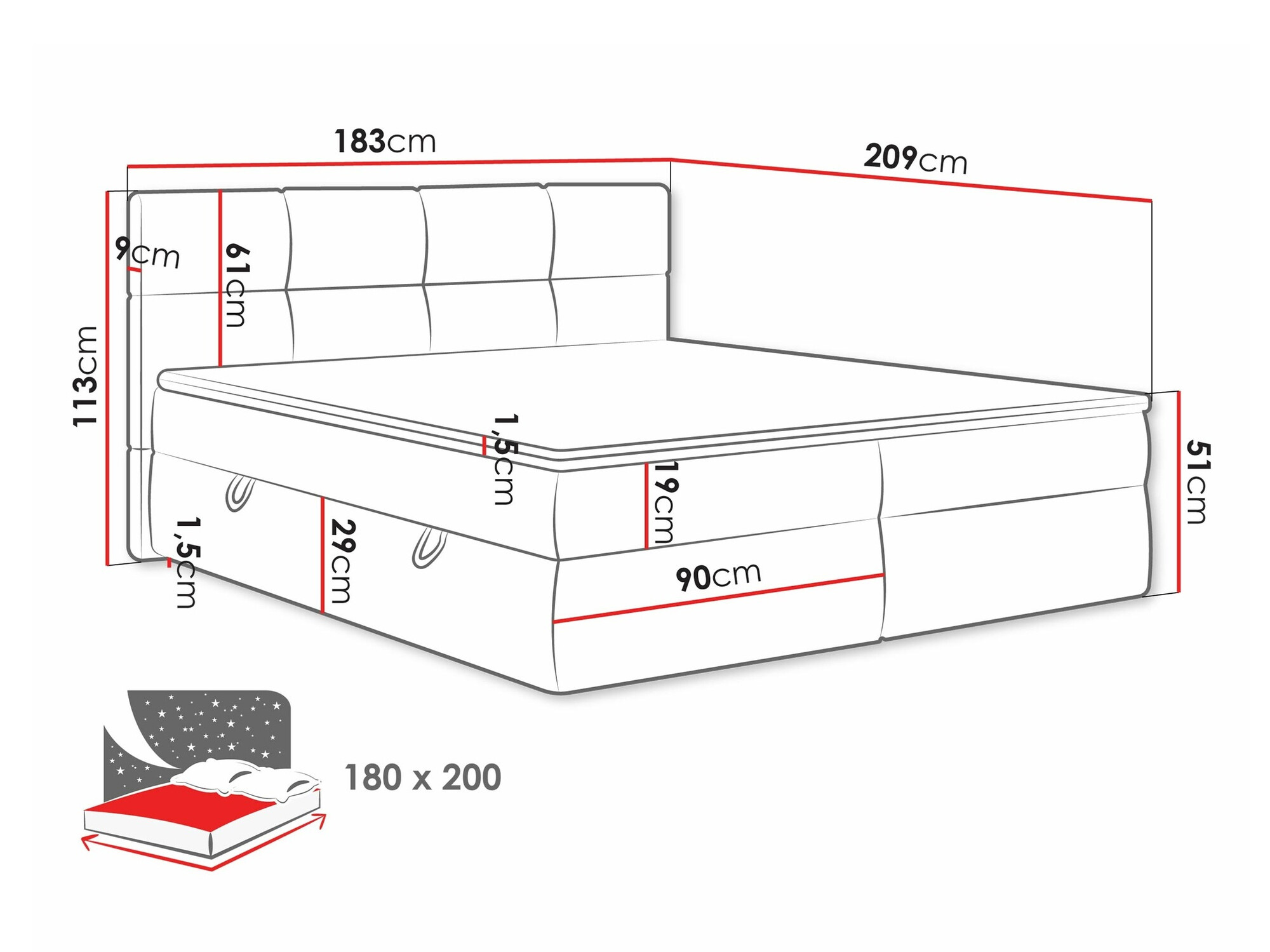 Cama continental ComfiDream 187 (Curio 11)