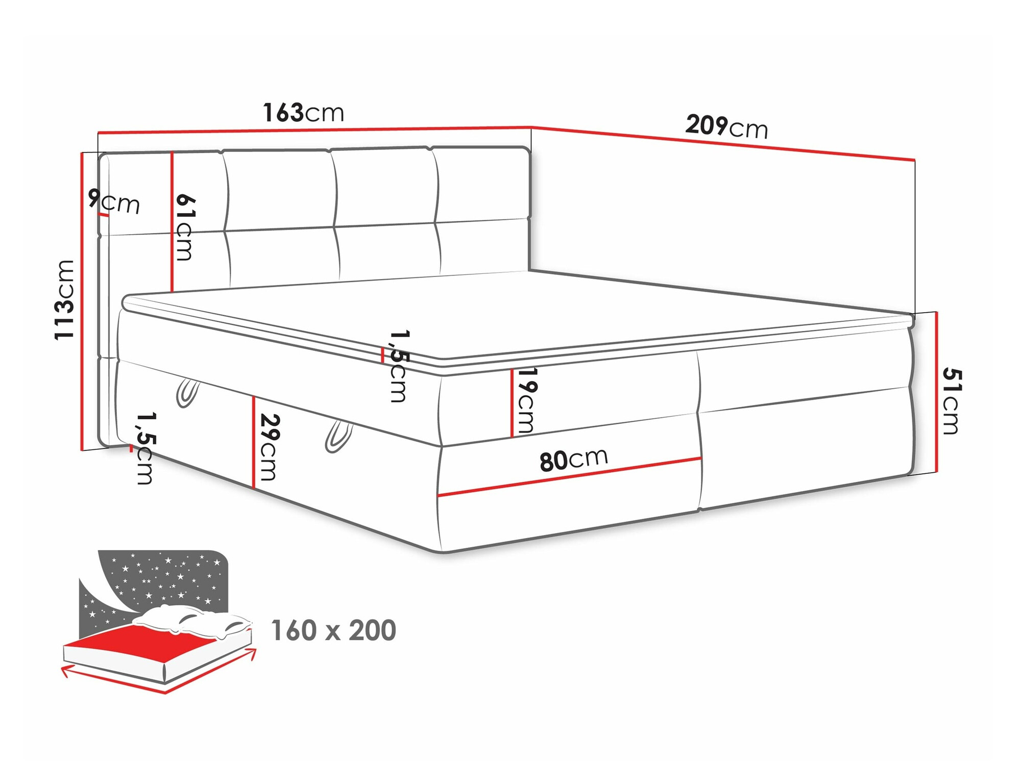 Cama continental ComfiDream Nivina (Curio 93)
