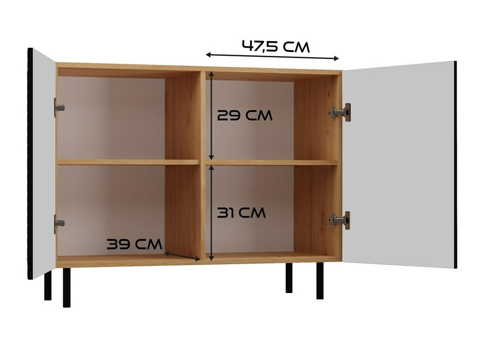 Aparador Romseru 101 (Preto + Carvalho Artisan)