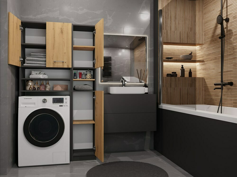 Prateleira para casa de banho Mandeville 128 (Carvalho Artisan)