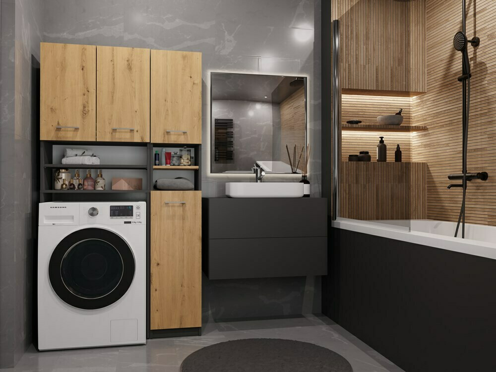 Prateleira para casa de banho Mandeville 128 (Carvalho Artisan)