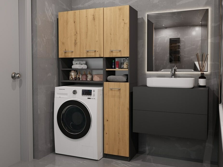 Prateleira para casa de banho Mandeville 128 (Carvalho Artisan)