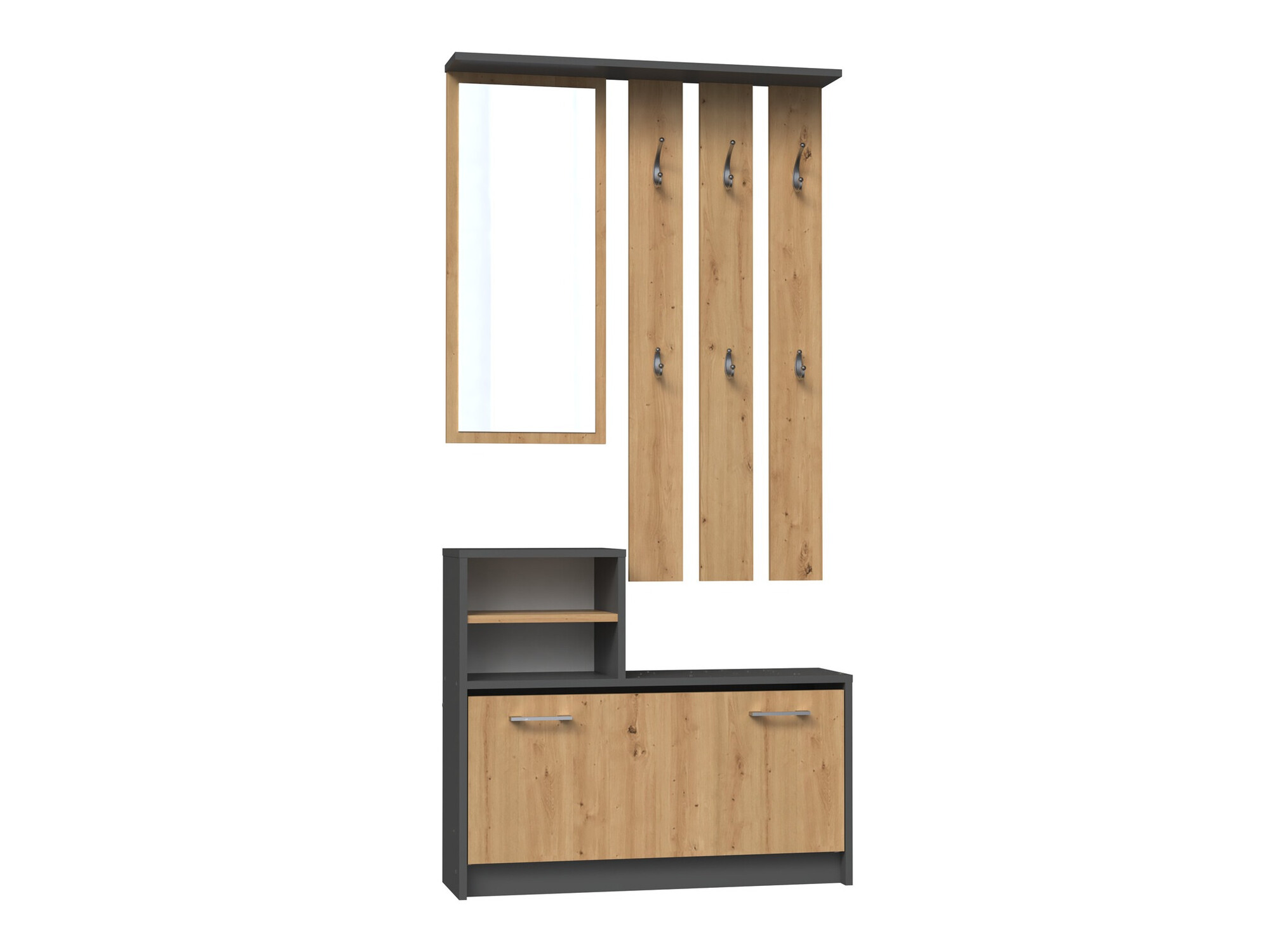 Conjunto de entrada Mandeville 144 (Carvalho Artisan + Antracite)