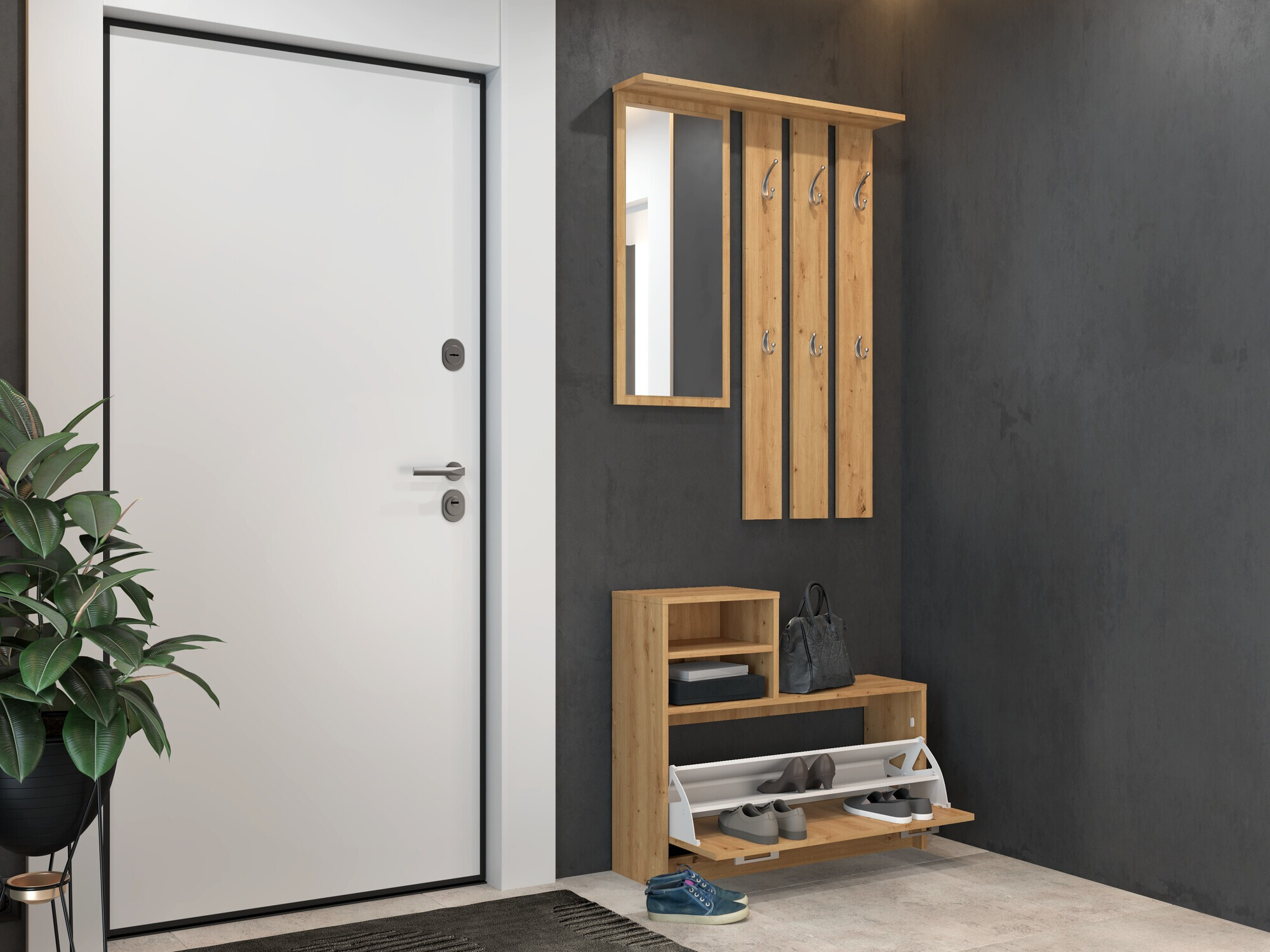 Conjunto para corredor Mandeville 144 (Carvalho Artisan)