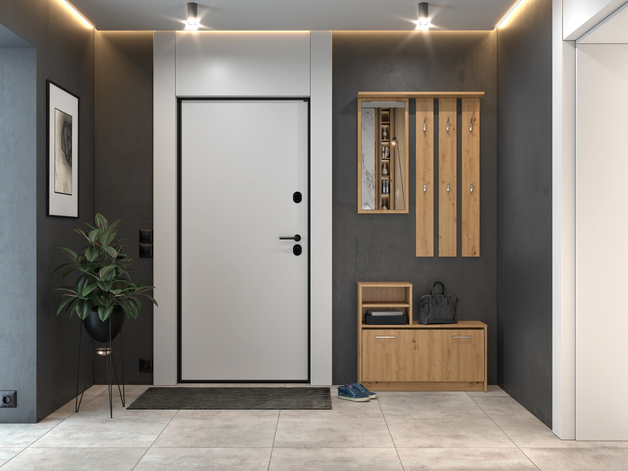 Conjunto para corredor Mandeville 144 (Carvalho Artisan)