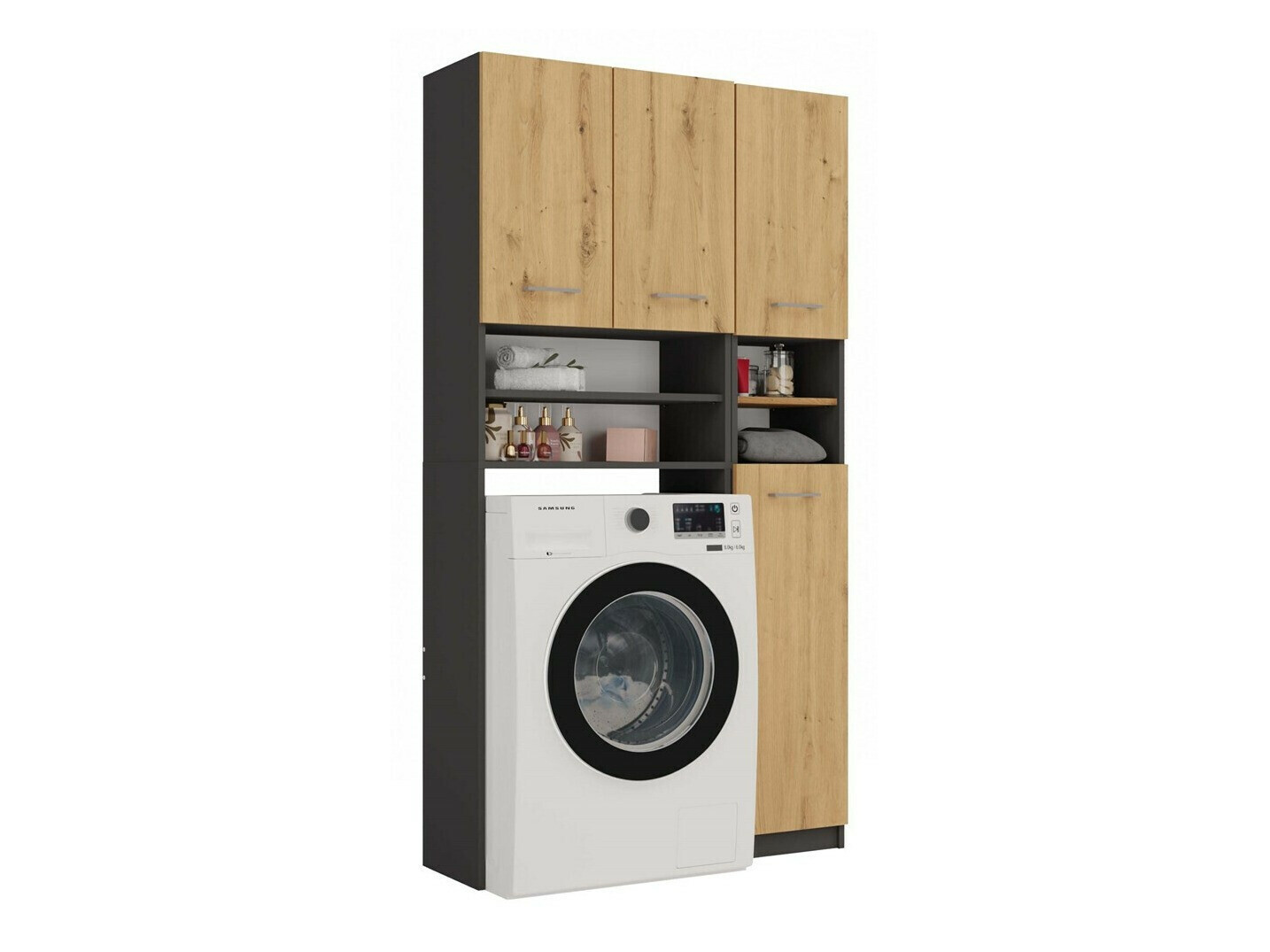 Prateleira para casa de banho Mandeville 128 (Antracite + Carvalho Artisan)