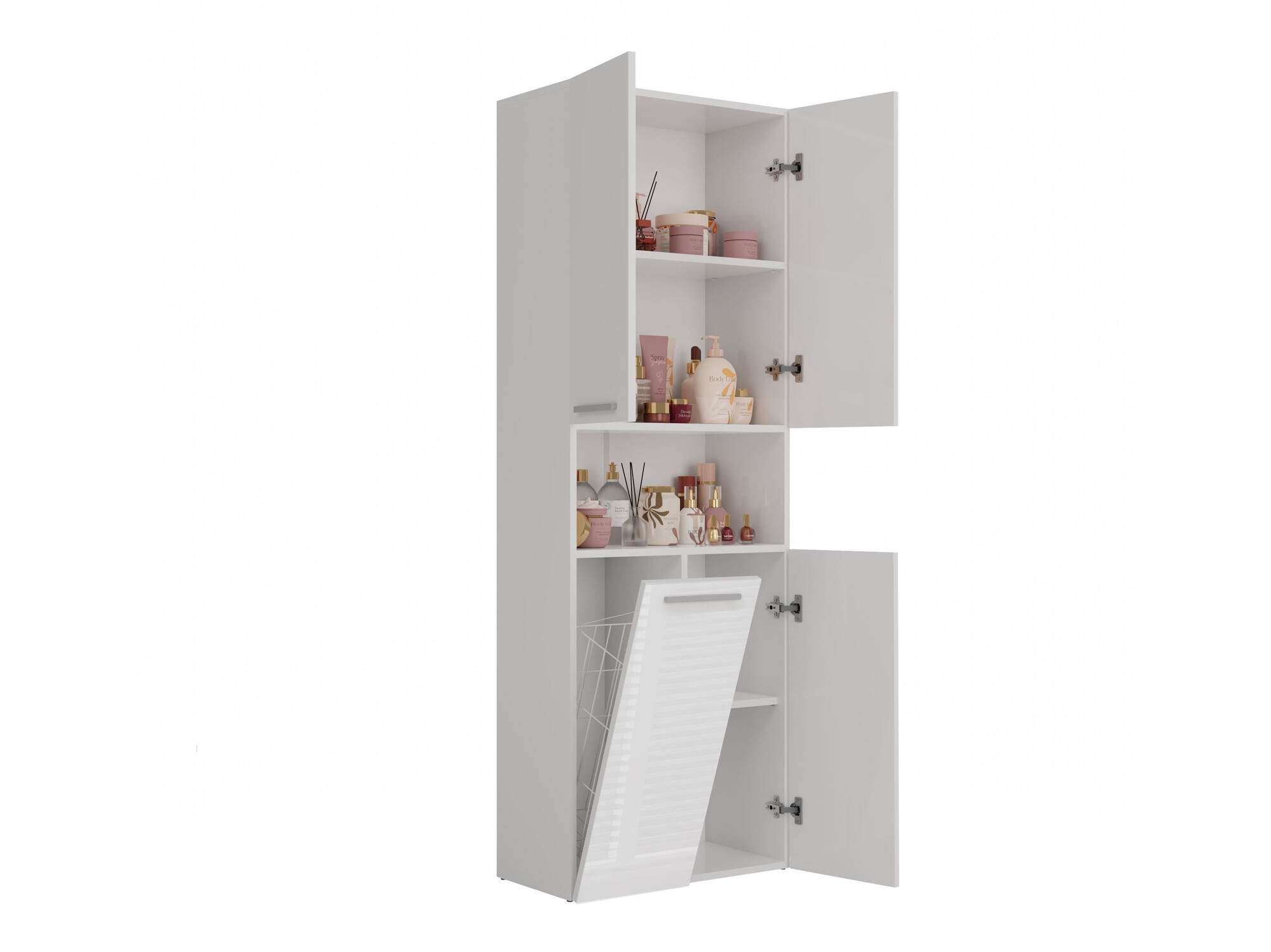 Armário colocado para casa de banho Nolmaru 101 (Branco + Branco brilhante)