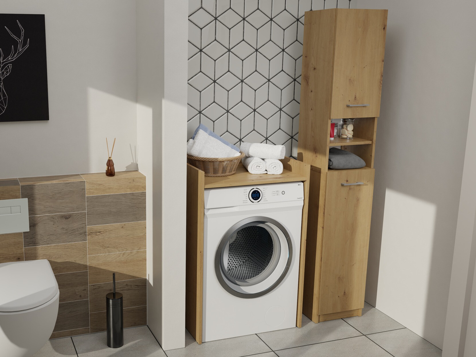 Armário colocado para casa de banho Balelbo 102 (Carvalho Artisan)