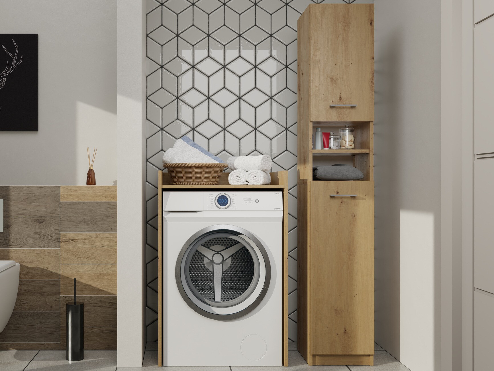 Armário colocado para casa de banho Balelbo 102 (Carvalho Artisan)