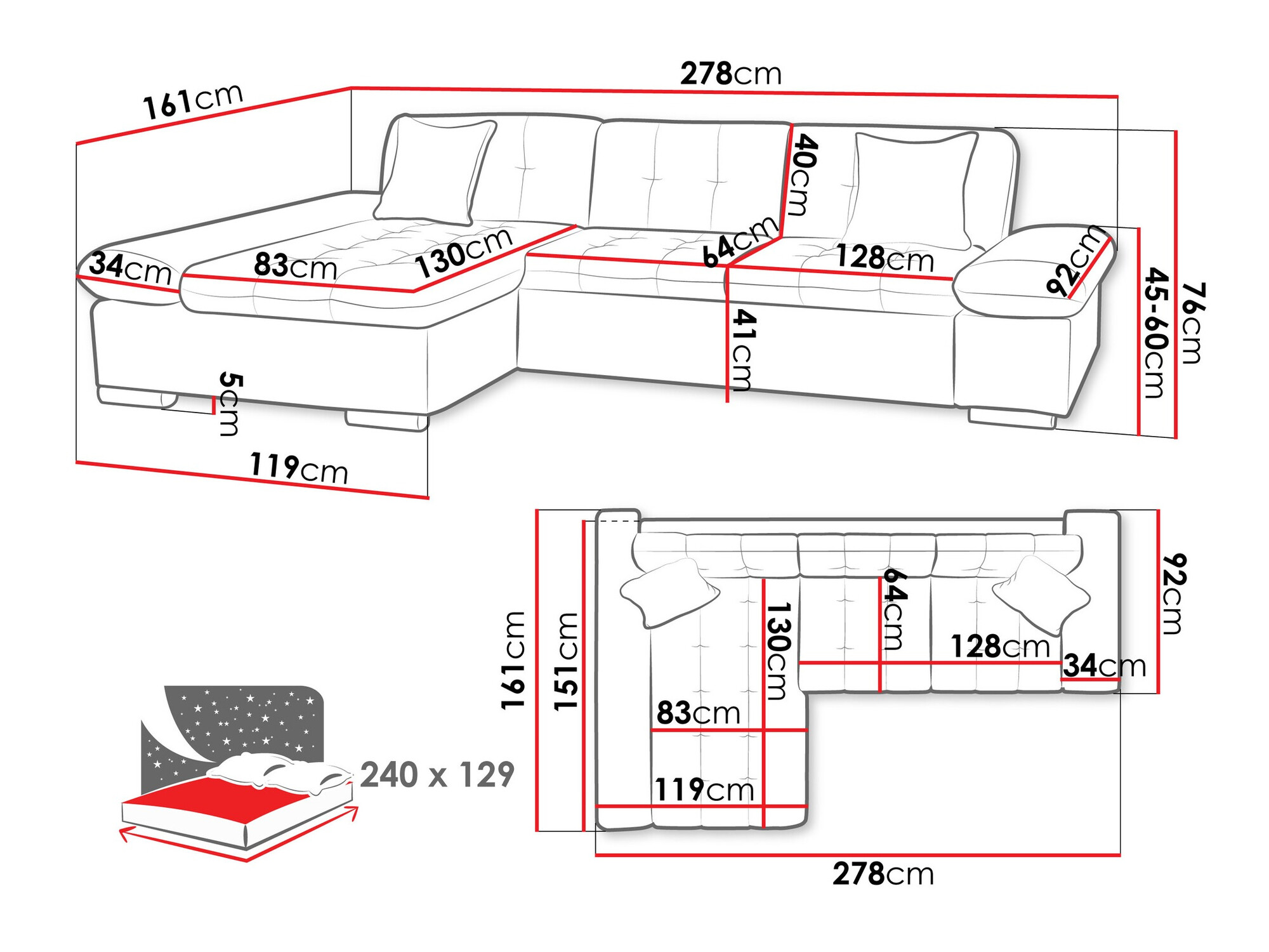 Sofá de canto Comfivo 152 (Soul 20 + Soul 13)
