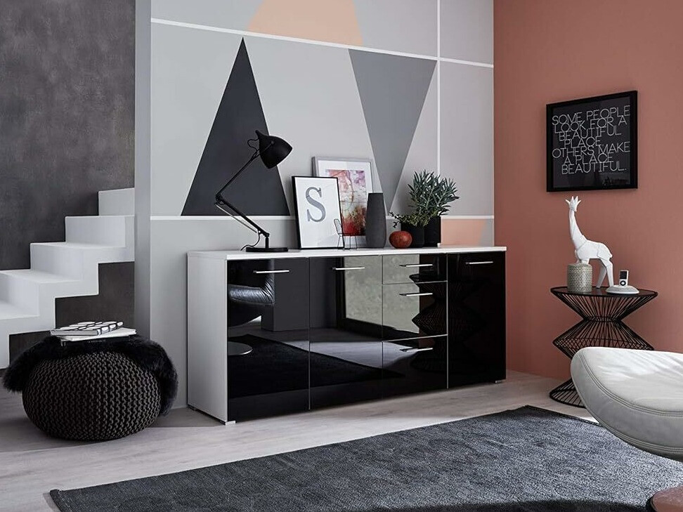 Cómoda Sacramento 352 (Gloss antracite + Branco)