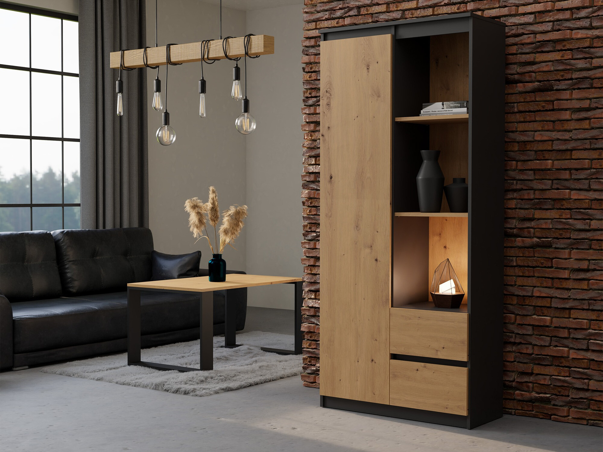 Estante Mandeville 182 (Antracite + Carvalho Artisan)