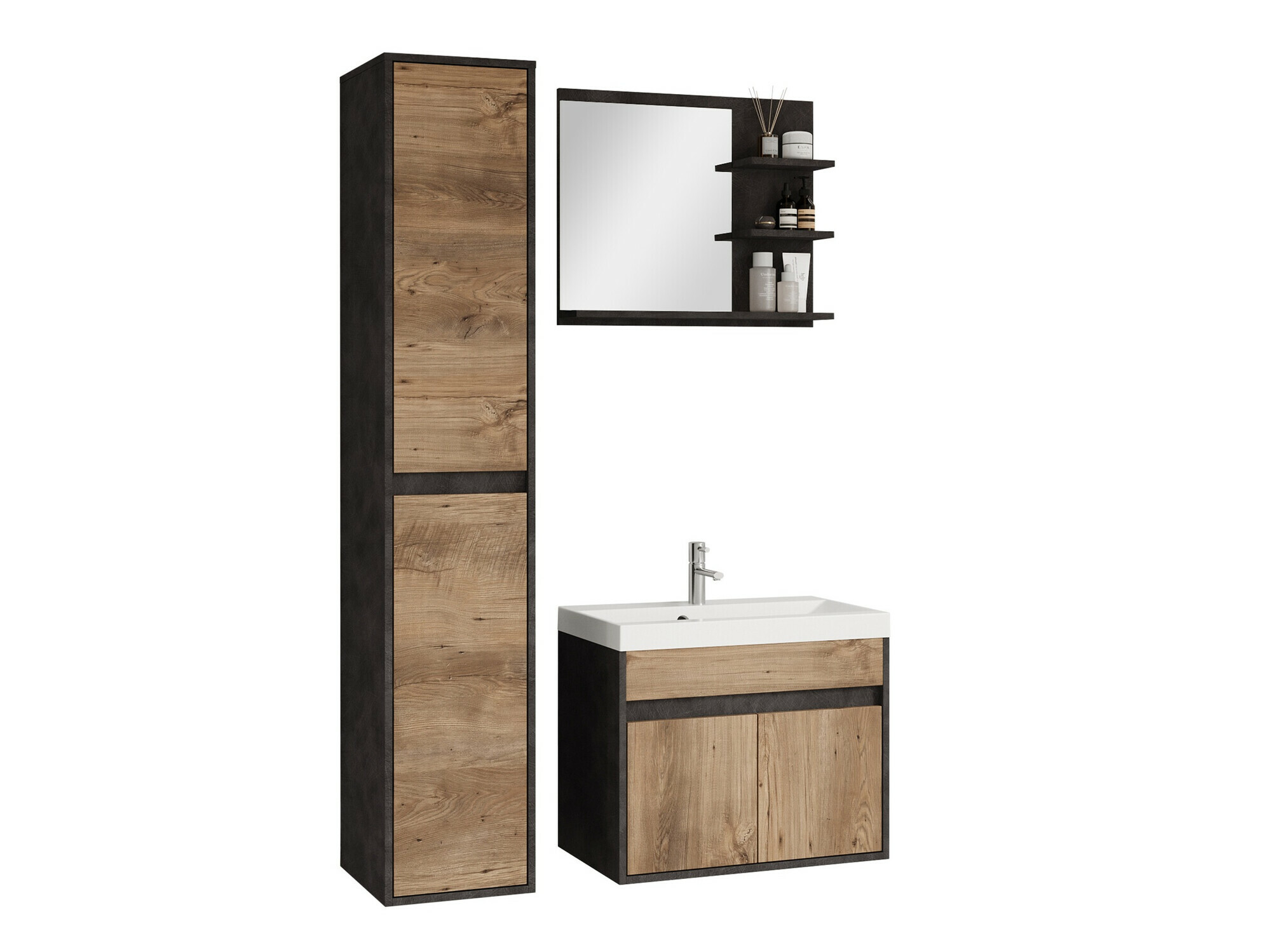 Conjunto de casa de banho Sarasota 168 (Matera cinzento + Castanho)