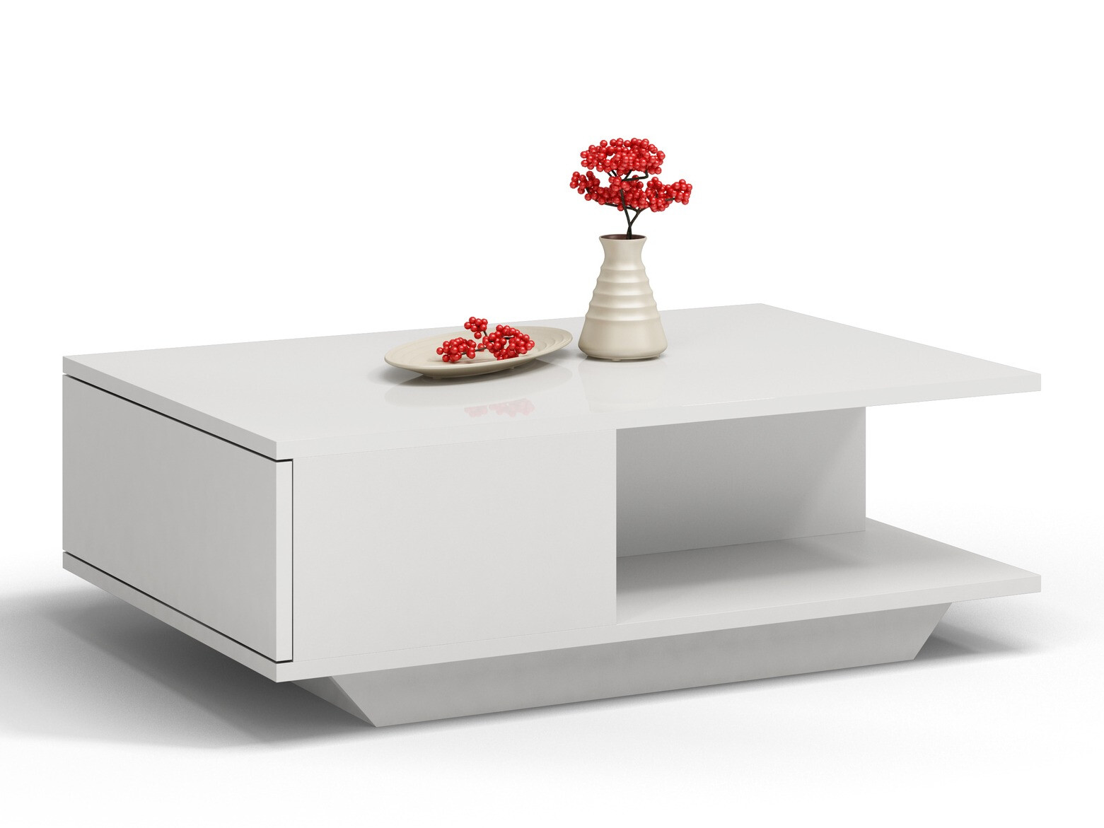 Mesa de centro Mandeville 205 (Branco + Branco brilhante)