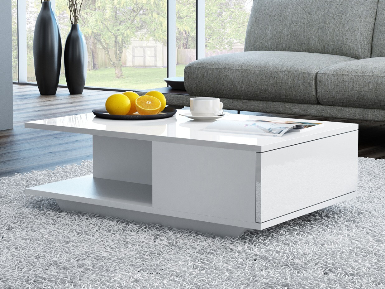 Mesa de centro Mandeville 205 (Branco + Branco brilhante)