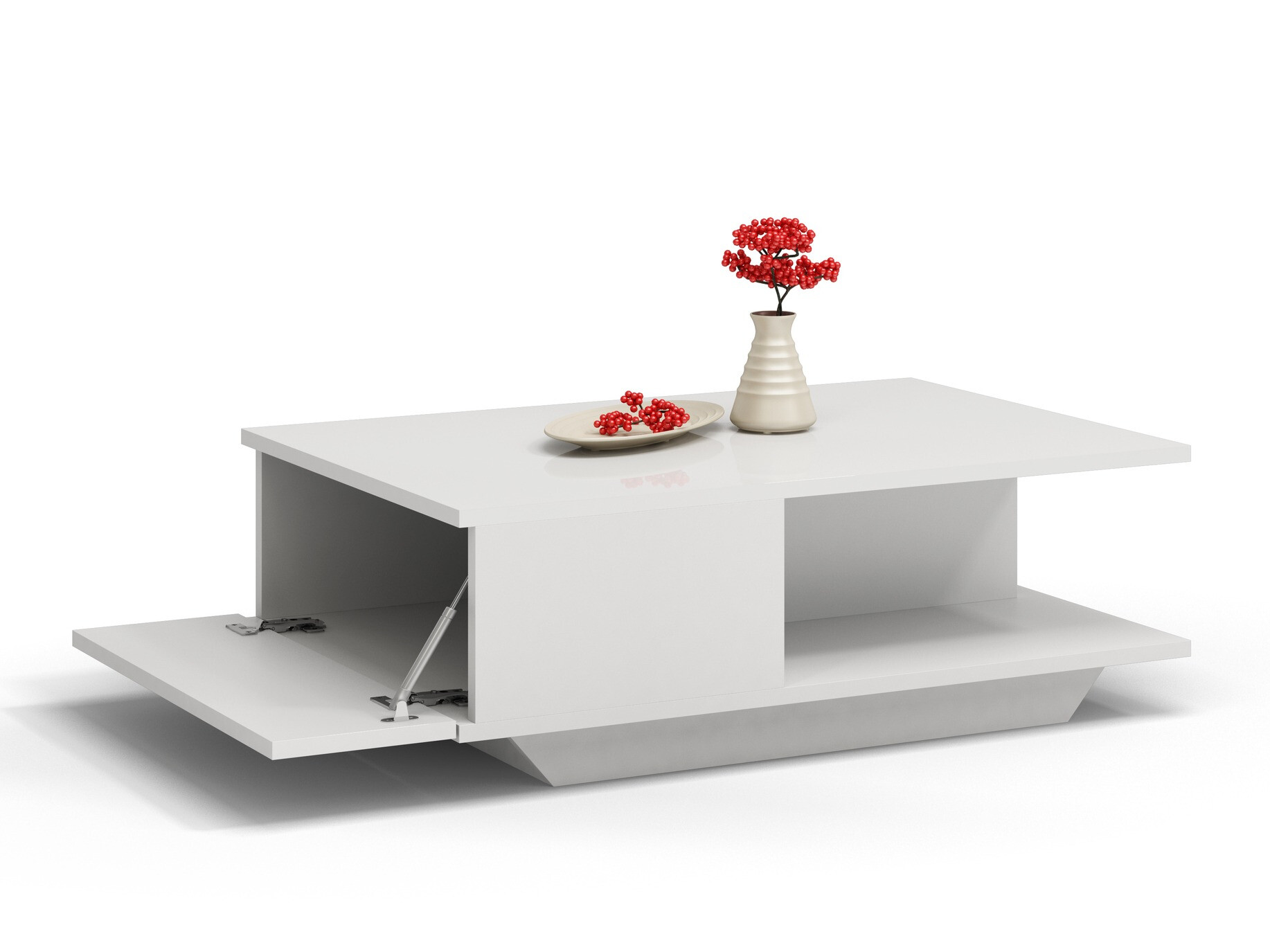 Mesa de centro Mandeville 205 (Branco + Branco brilhante)