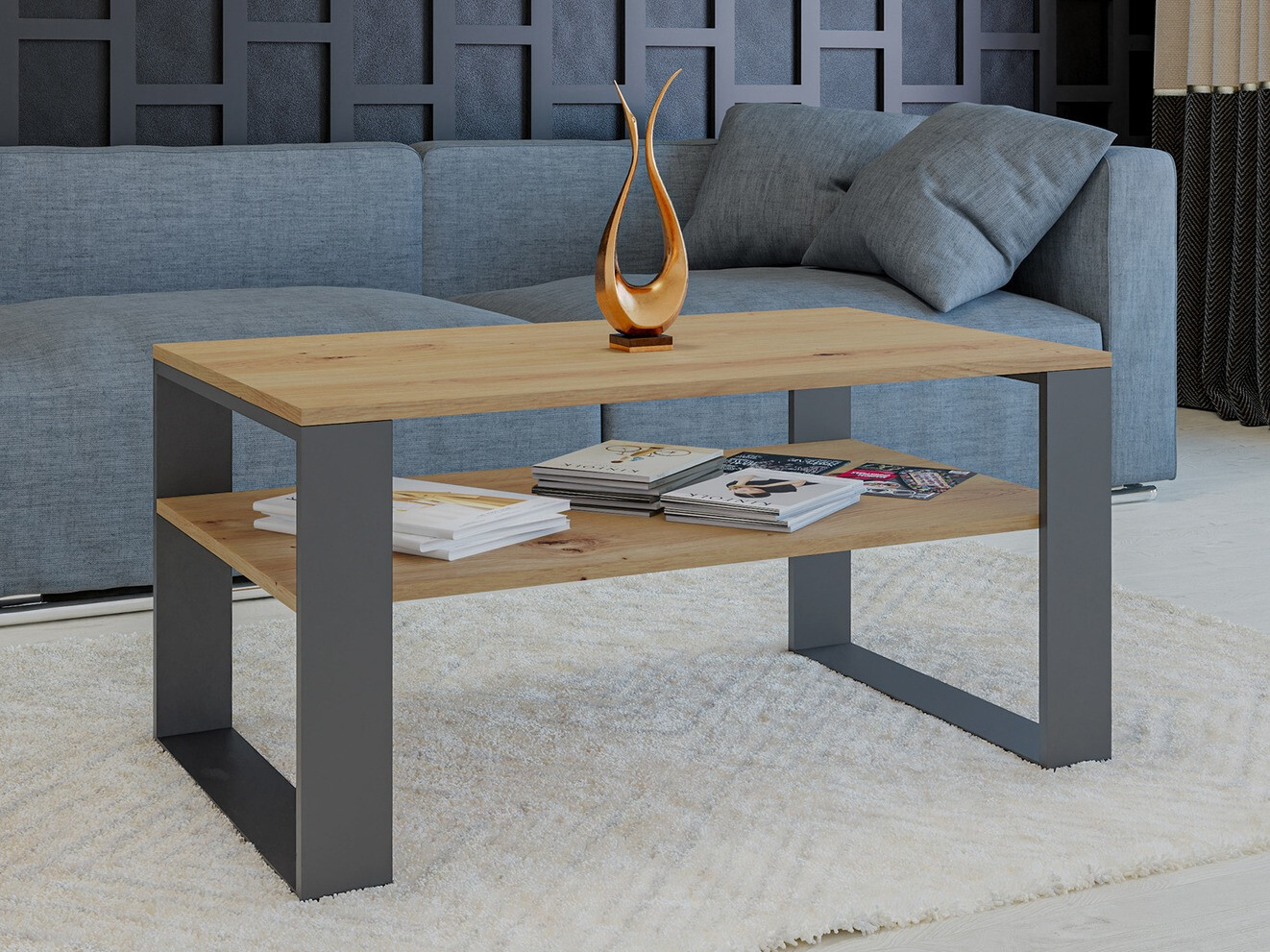 Mesa de centro Mandeville 208 (Carvalho Artisan + Antracite)