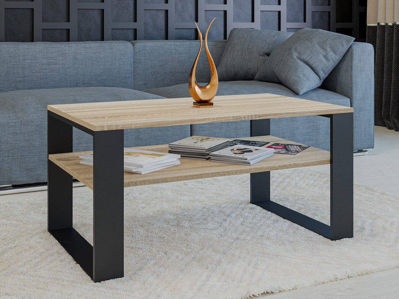 Mesa de centro Mandeville 208 (Carvalho sonoma + Preto)