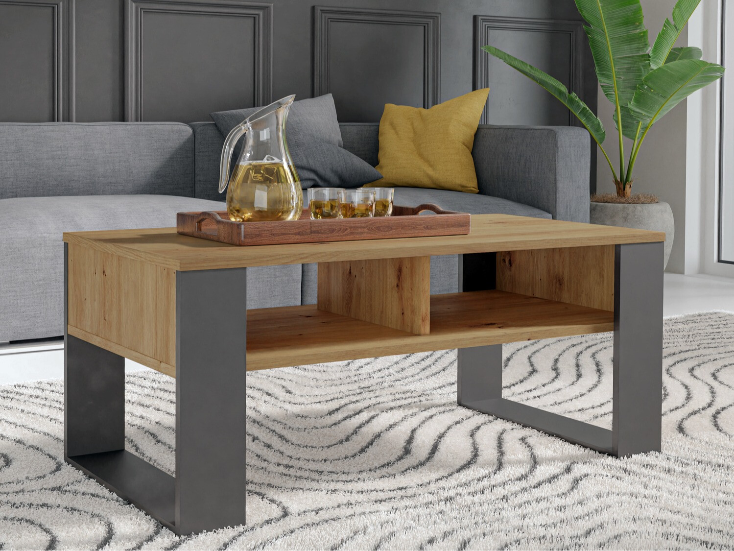 Mesa de centro Mandeville 209 (Carvalho Artisan + Antracite)