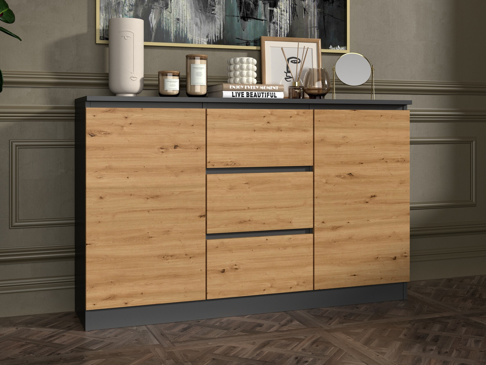 Cómoda Elbvelu 112 (Antracite + Carvalho Artisan)