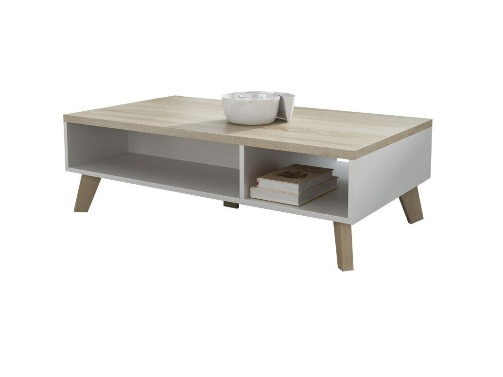 Mesa de centro Larfloi 101 (Branco + Carvalho sonoma)